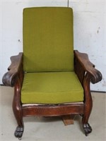 Vintage Carved Oak Morris Chair