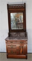Victorian Marble Top Washstand w/Mirror - as is