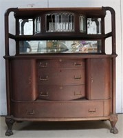 Carved Oak China Buffet - as is