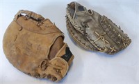 2 Old Baseball Catchers Gloves