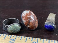3 Jewelers Unmarked Sterling Rings