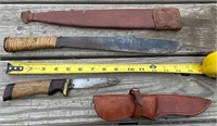2 Knives w/ Leather Scabbards