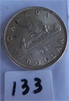 Canadian Silver 1937 One Dollar Coin