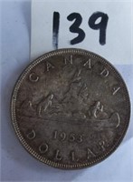 Canadian Silver 1953 One Dollar Coin