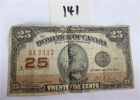 Dominion Of Canada 25 cents Shinplaster