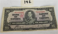 Canadian $10  Paper Money 1937