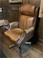 SEVEN SEAS LEATHER ROLLING STUDDED OFFICE CHAIR