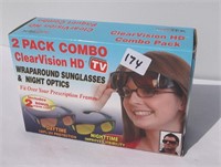 2 Pk Combo Clear Vision HD Wrap Around Sunglass