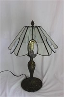 Tiffany Style lamp w/ Iron base & glass shade