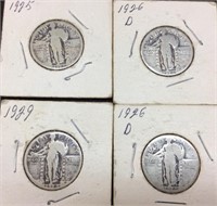 (4) 90% Silver Standing Liberty Quarters