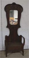 Carved Oak Hall Tree w/seat - as is