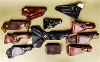 Ten Vintage Leather Holsters