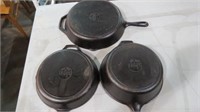 LODGE 3 PC FACTORY 2nds CAST IRON SKILLETS