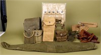 Lot of Military Surplus Web Gear And Canvas Bag