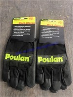 (2) Pair of Poulan Leather/Canvas Work Gloves