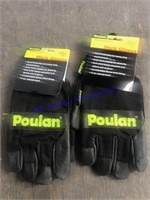 ( 2)  Pair of Poulan Leather/Canvas Work Gloves