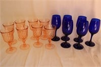 Pink and Cobalt Wine Glasses