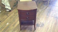 Vintage wooden two drawer side table