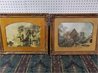two antique country pictures nice frames