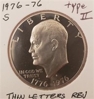 1976-76-S Proof Eisenhower Dollar, Type 2