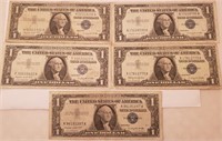 (5) $1 Silver Certificates, Series of 1957A**