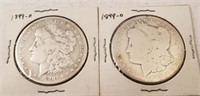 (2) 1899-O Morgan Silver Dollars**