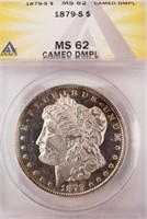 1879-S Morgan Silver Dollar, Graded ANACS MS 62