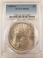 1902-O Morgan Silver Dollar, Graded PCGS MS64