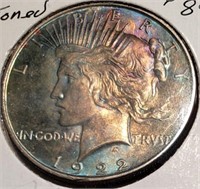 1922 Peace Silver Dollar, Nice Toning