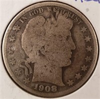 1908-D Barber 1/2 Dollar
