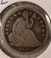 1839 Seated Liberty 1/2 Dime