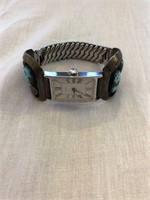 Times Watch with Unmarked Turquoise Silver Band