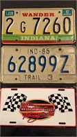 3 vintage license plates