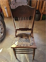 Antique Wood /Leather Chair
