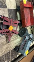 Vtg Metal Tractor/Trailer/Plow Toy