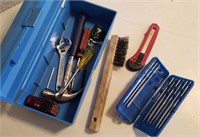 Misc Tools In Blue Plastic Toolbox