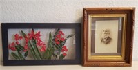 Vintage Framed Photo & Framed Floral Decor
