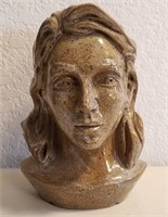 Beautiful Heavy Plaster Woman Head Bust Sculpture
