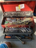 Red toolbox with tools