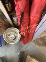 Minnow bucket, 2 red chairs in bag
