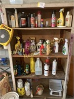 Wood shelf, contents