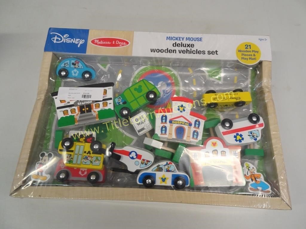 Melissa and Doug Mickey Mouse Deluxe Wooden Vehicles Set Disney 