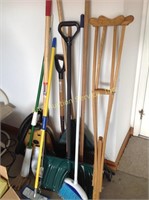 Shovel, rack, broom, crutches, sweeper