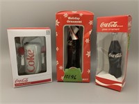 Lot of 3 Coca-Cola Holiday Ornaments