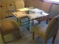 Glass Square table with 4 chairs