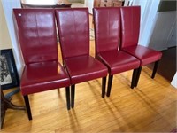 SET OF 4 RED CHAIRS - SOME MARKS SHOWN