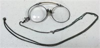 Lorgnette, Folding Glasses, Case & Chain, 14K, SPG