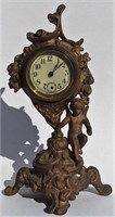 Small Iron Art Nouveau Clock, Cupid figure