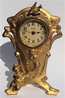 Small Art Nouveau Clock, New Haven Works, 2" dia.