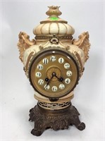 Figural Bracket Clock, brass base & works, china